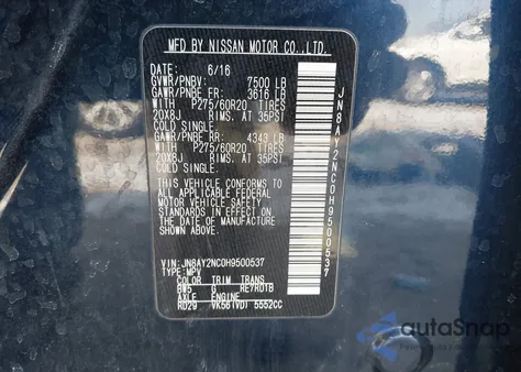 2017 Nissan Armada Platinum из США, поврежденный, VIN JN8AY2NC0H9500537